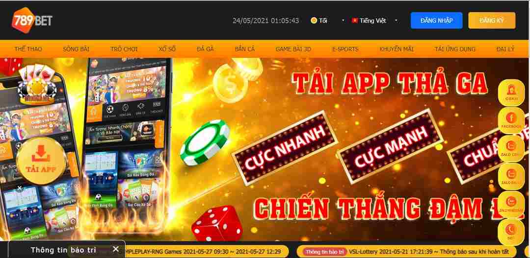 Giao diện với bố cục đơn giản nhưng đẹp mắt của 789Bet 